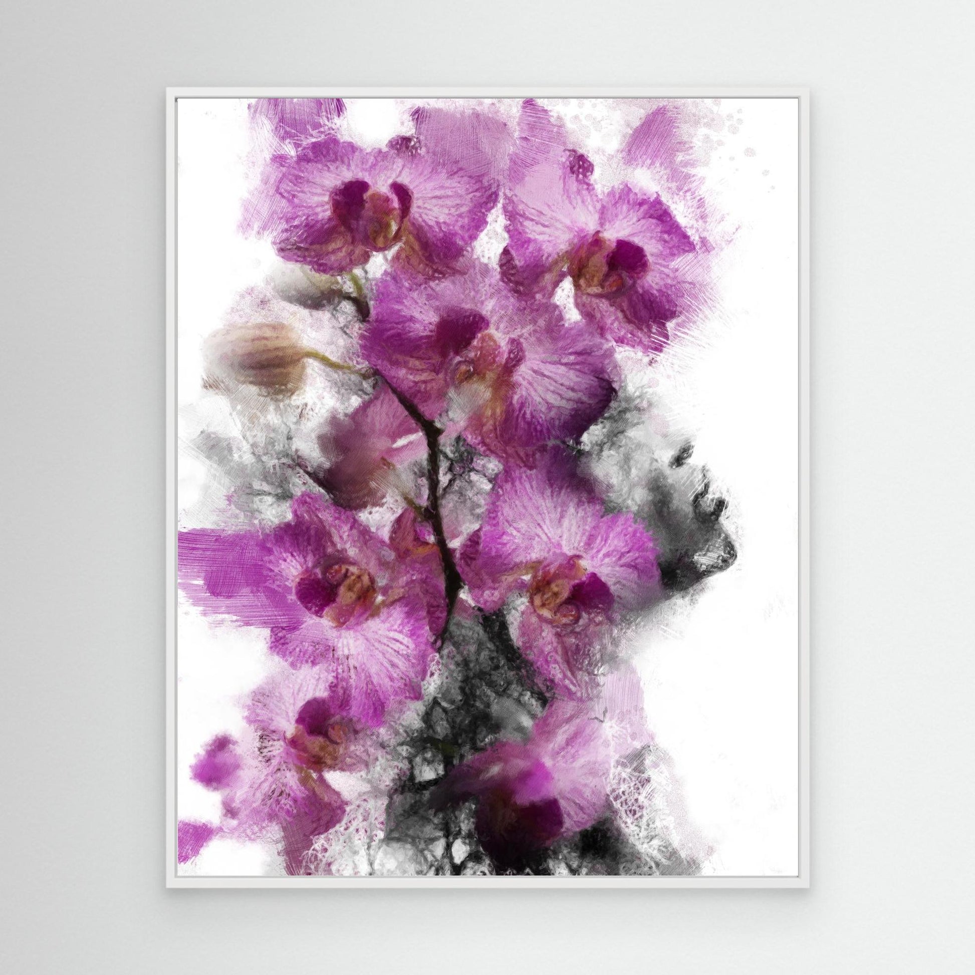Portrait and Pink Orchids