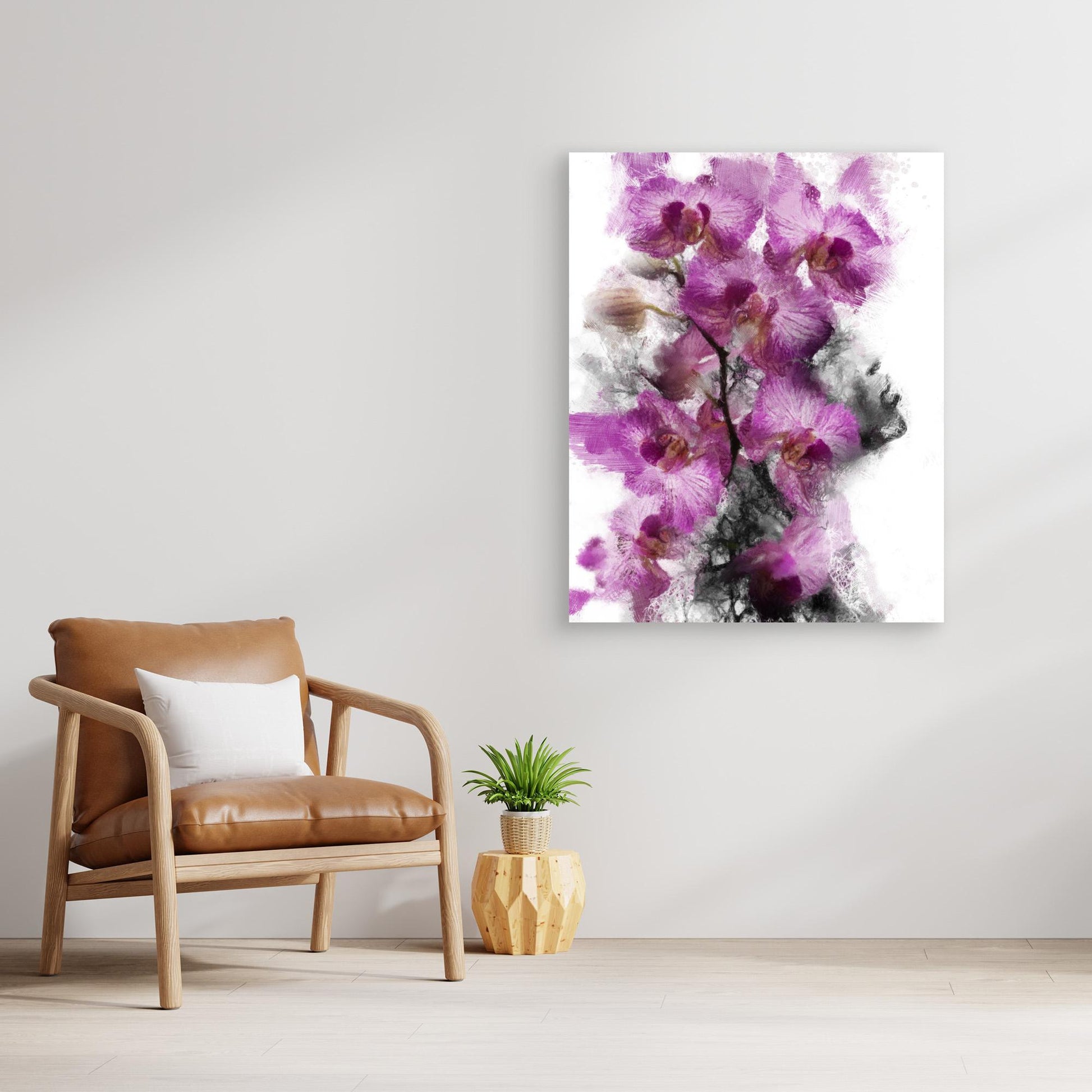Portrait and Pink Orchids