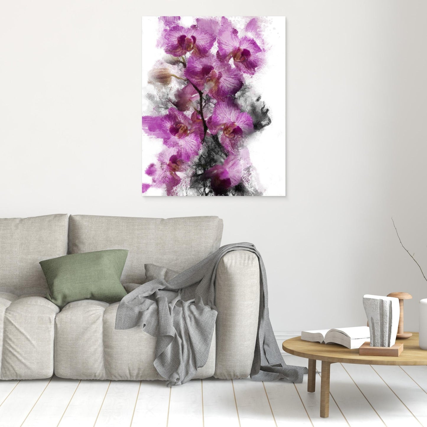 Portrait and Pink Orchids