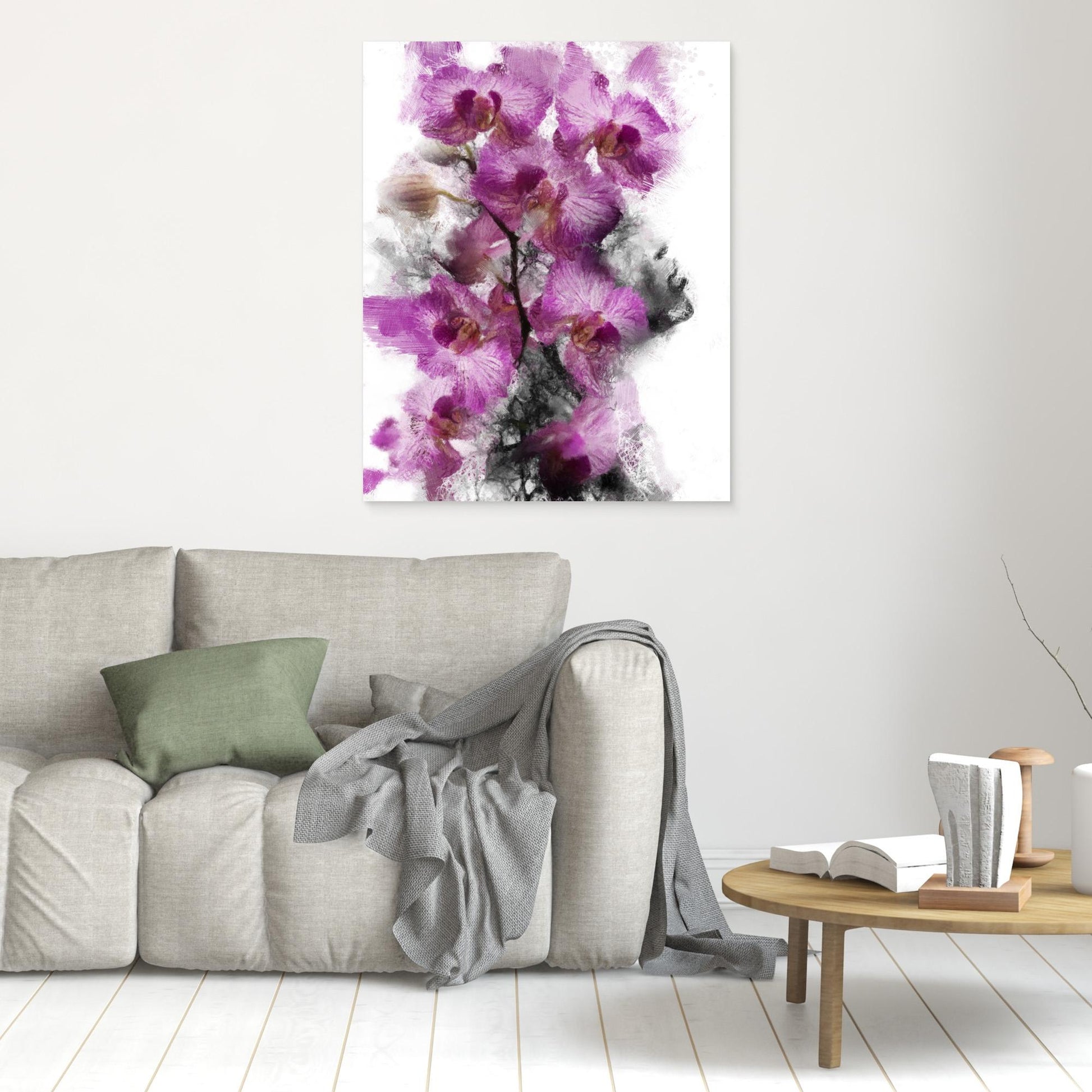 Portrait and Pink Orchids